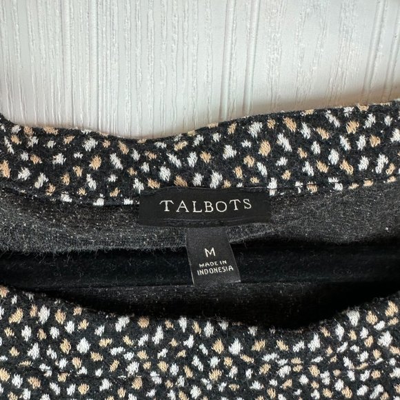 Talbots Women's Blouse Size Medium Black with white and tan dots - Picture 3 of 6